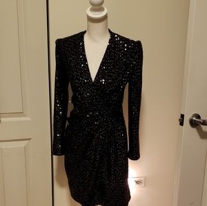 maje black sequin dress